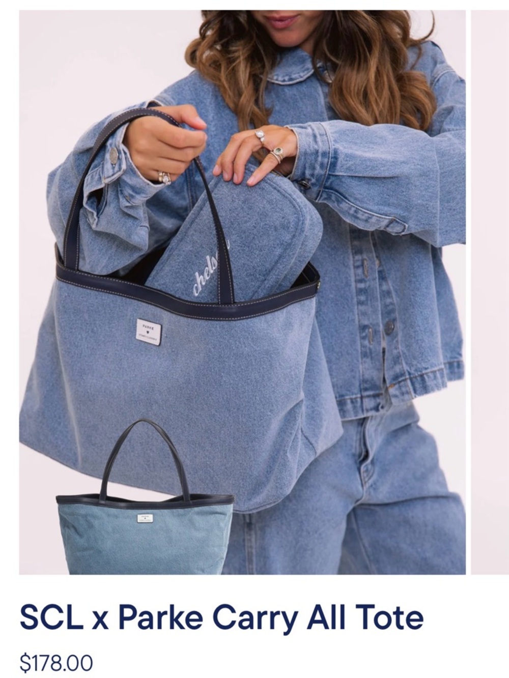 Stoney Clover Lane x Parke Denim Blue Weekender Tote NWT
